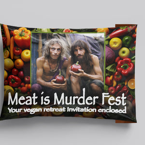Vegan meat is murder gag prank package